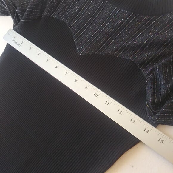 Absolutely Famous women's size S black and silver metallic long sleeve blouse - Picture 7 of 15